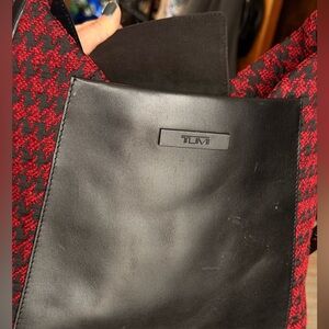 TUMI Black and Red Houndstooth Purse